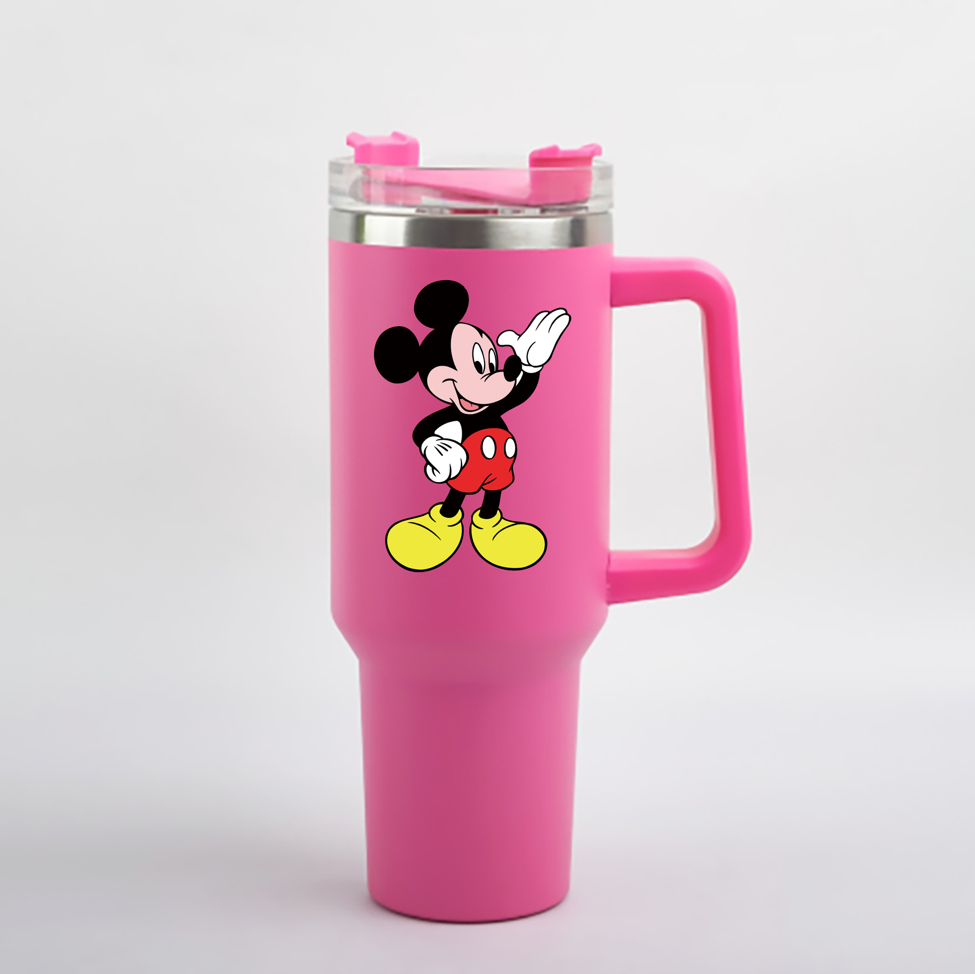 （画像用） ミッキーマウス Mickey Mouse 1200mL車用タンブラー - クリスタルステッカー（プラスチックストロー付き）